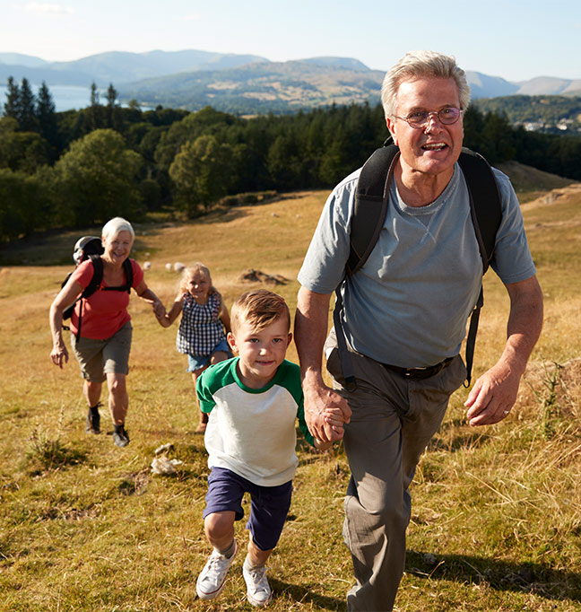 grandparents hiking with their grandkids keys to a successful retirement milwaukie or